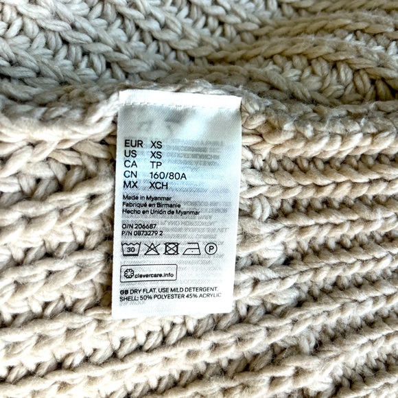 H & M Chunky-Knit Sweater Size XS Light Beige - Picture 5 of 5